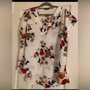 White floral print blouse top